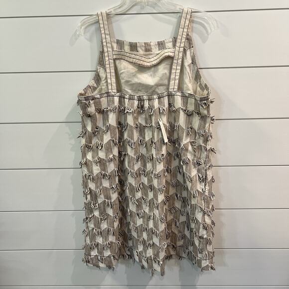 New Anthropologie Fringe Ladder Back Shift Dress Tan Sand Large Retails $148 - Picture 6 of 10